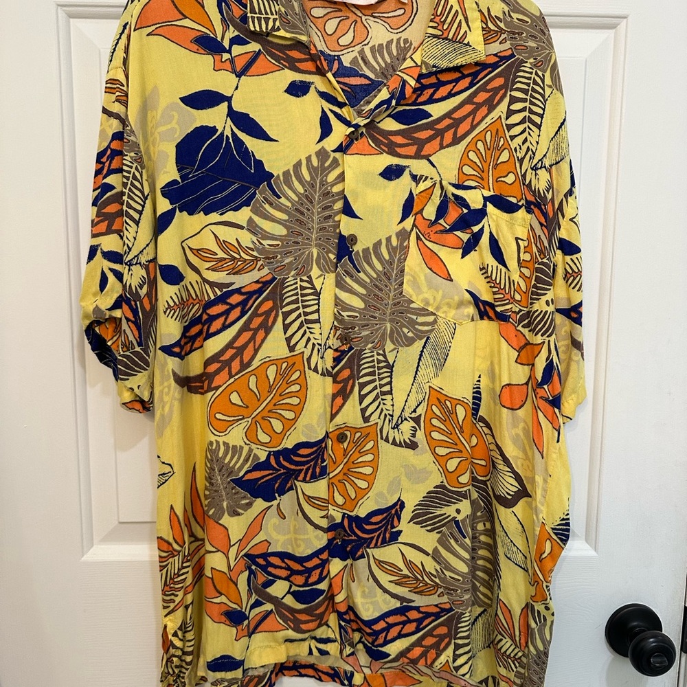 Vibrant Yellow and Orange Casual Button Down Shirt